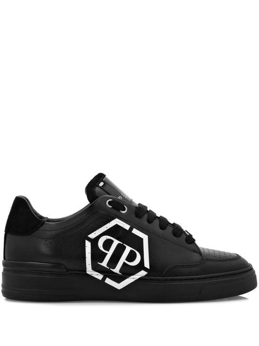 Philipp Plein baskets en cuir à plaque logo